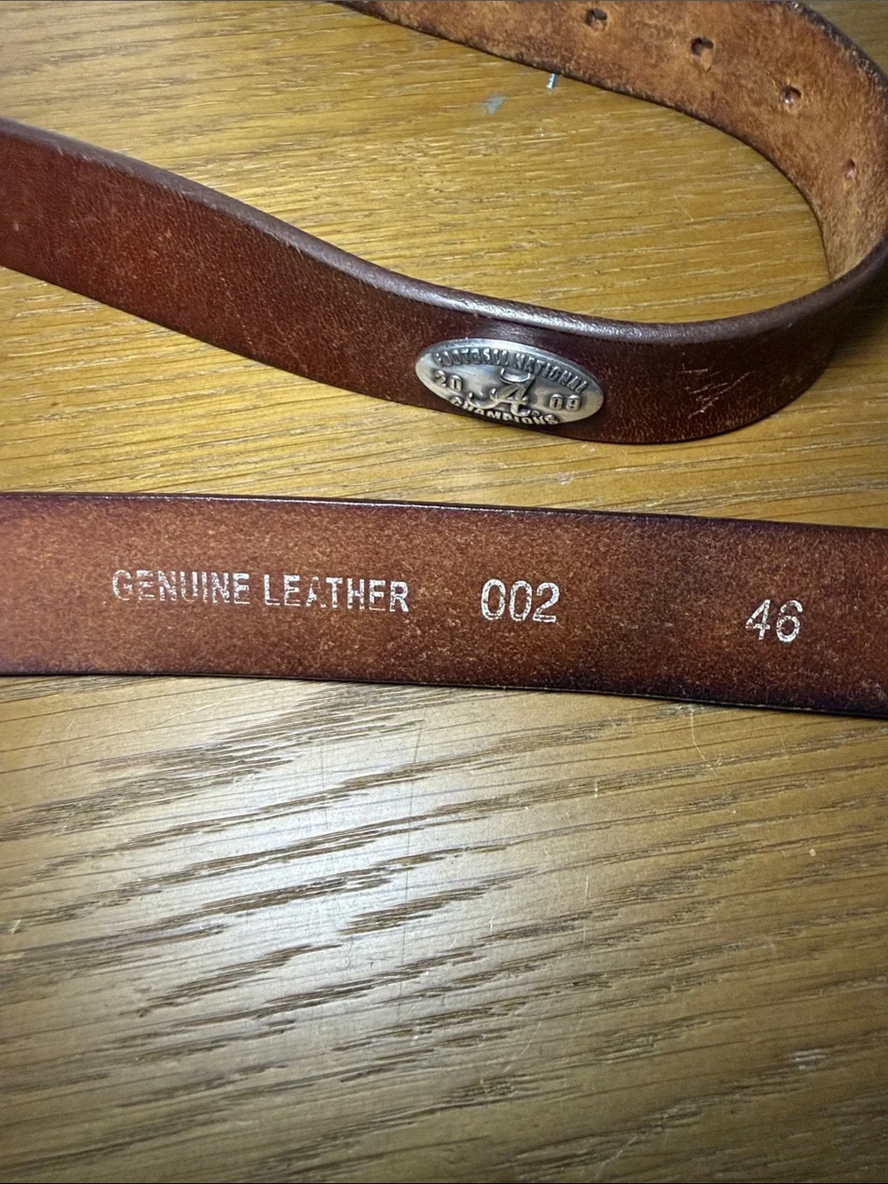 Alabama Crimson Tide 2009 National Champions Leather Belt Size 46 Brown